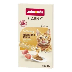 animonda Carny Creamy Adult mit Huhn + Taurin | 6 x 15 g