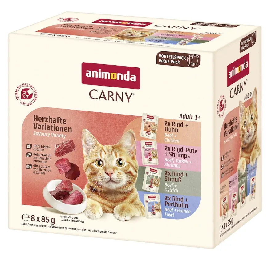animonda Carny - Pouch - Adult - Mixpack Herzhafte Variante | 8 x 85 g