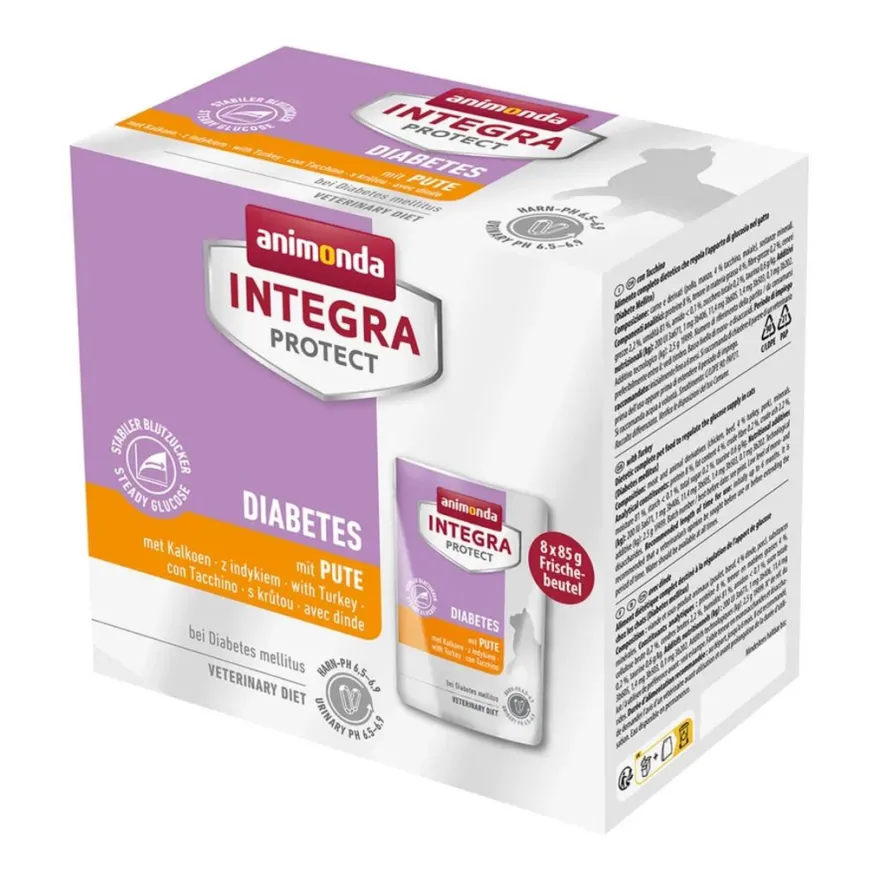 animonda INTEGRA PROTECT - Pouch - Diabetes - mit Pute - Frischebeutel | 8 x 85 g
