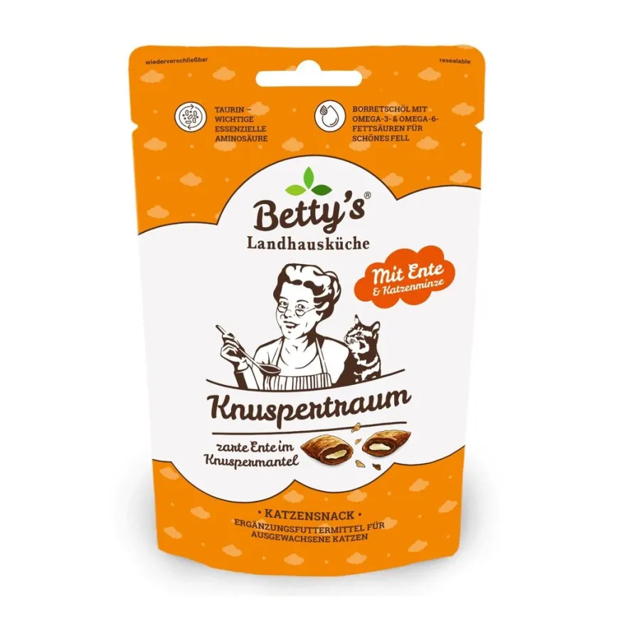 Betty's Landhausküche - Katze - Snack - Knuspertraum mit Ente & Katzenminze | 50 g