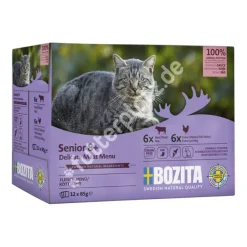 Bozita Cat Pouch Multipack Häppchen in Soße Senior 8+ Fleischmenü in Soße (4 x 12 =) | 48 x 85 g