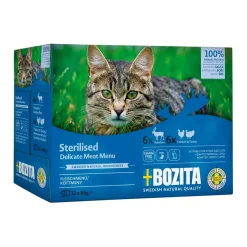 Bozita Cat Pouch Multipack Indoor&sterilised Häppchen in Soße Huhn&Pute/Rentier | 12 x 85 g