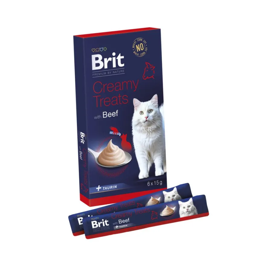Brit Premium by Nature Cat Creamy Treats mit Rind | 6 x 15 g