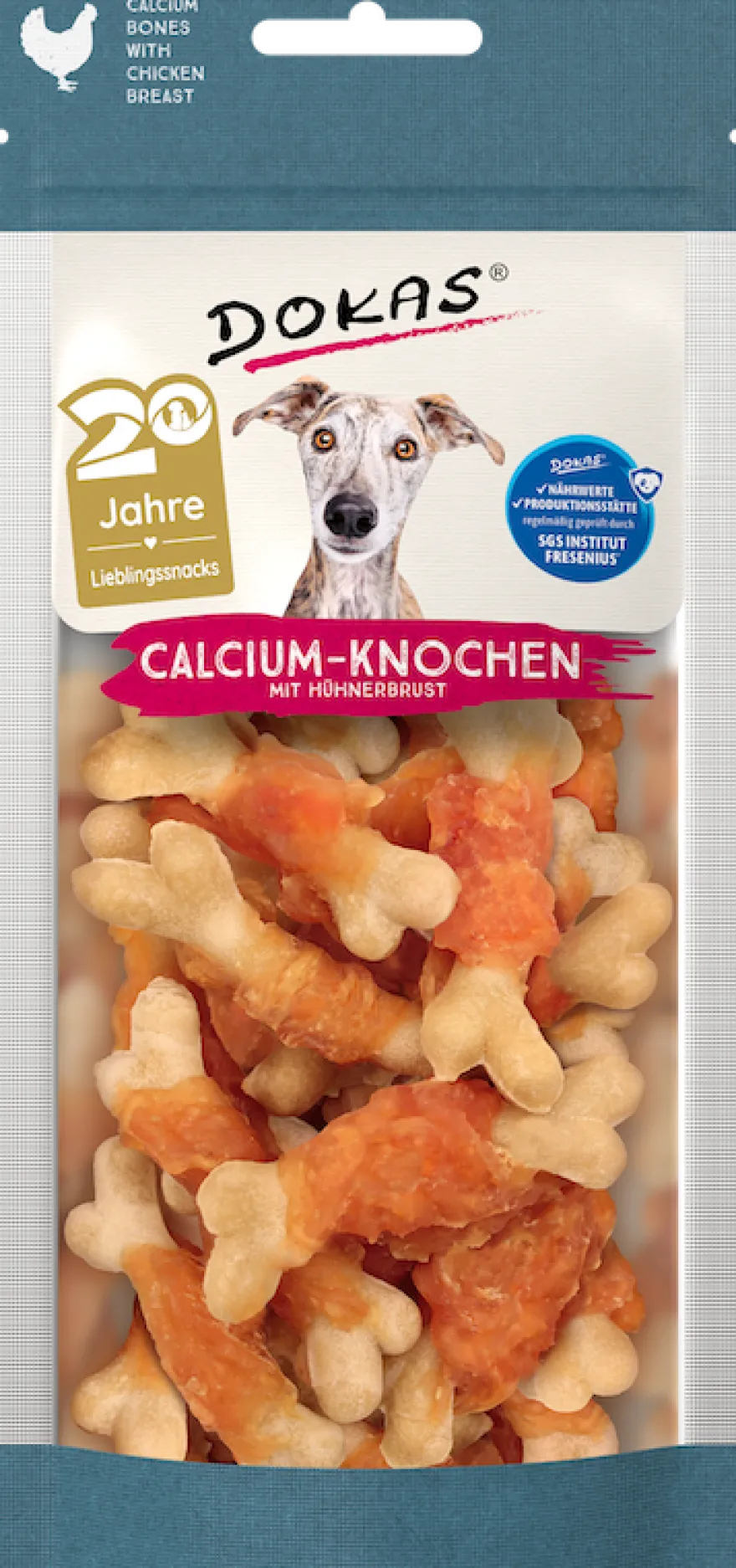 Dokas Calcium-Knochen mit Hühnerbrust - Tierwohl Haltung | 75 g