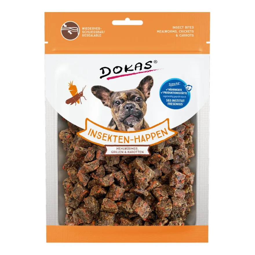 Dokas Insekten-Happen Mehlwürmer, Grillen, Karotte | 100 g
