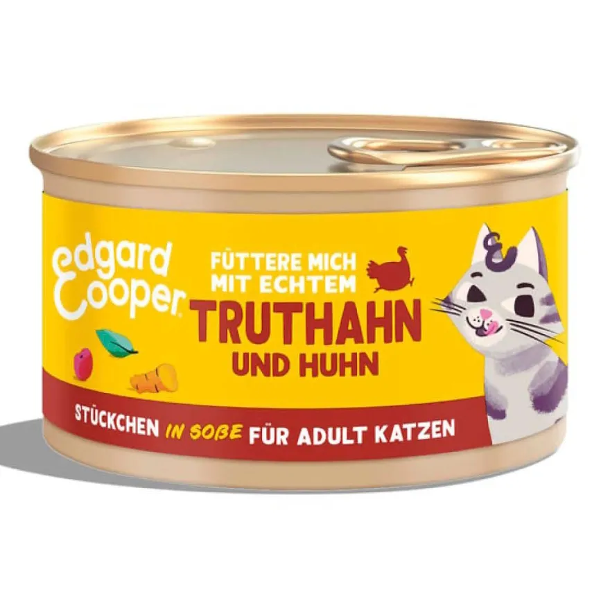 Edgard & Cooper Cat Multipack - Stückchen in Sauce - Huhn, Lachs, Lamm, Truthahn (6 x 8 = ) | 48 x 85 g