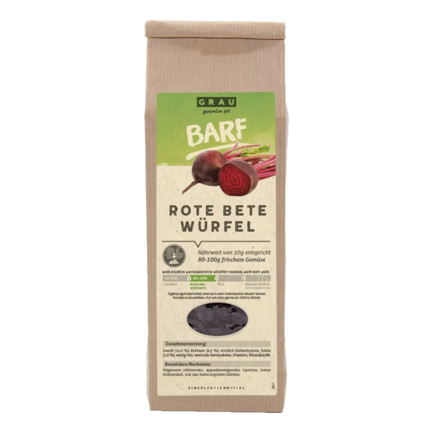 Grau Hund Rote Beete-Würfel | 150 g