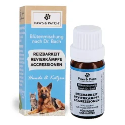 Paws & Patch Blütenmischung nach Dr. Bach - REIZBARKEIT REVIERKÄMPFE AGGRESSIONEN für Hunde und Katzen | 10 g