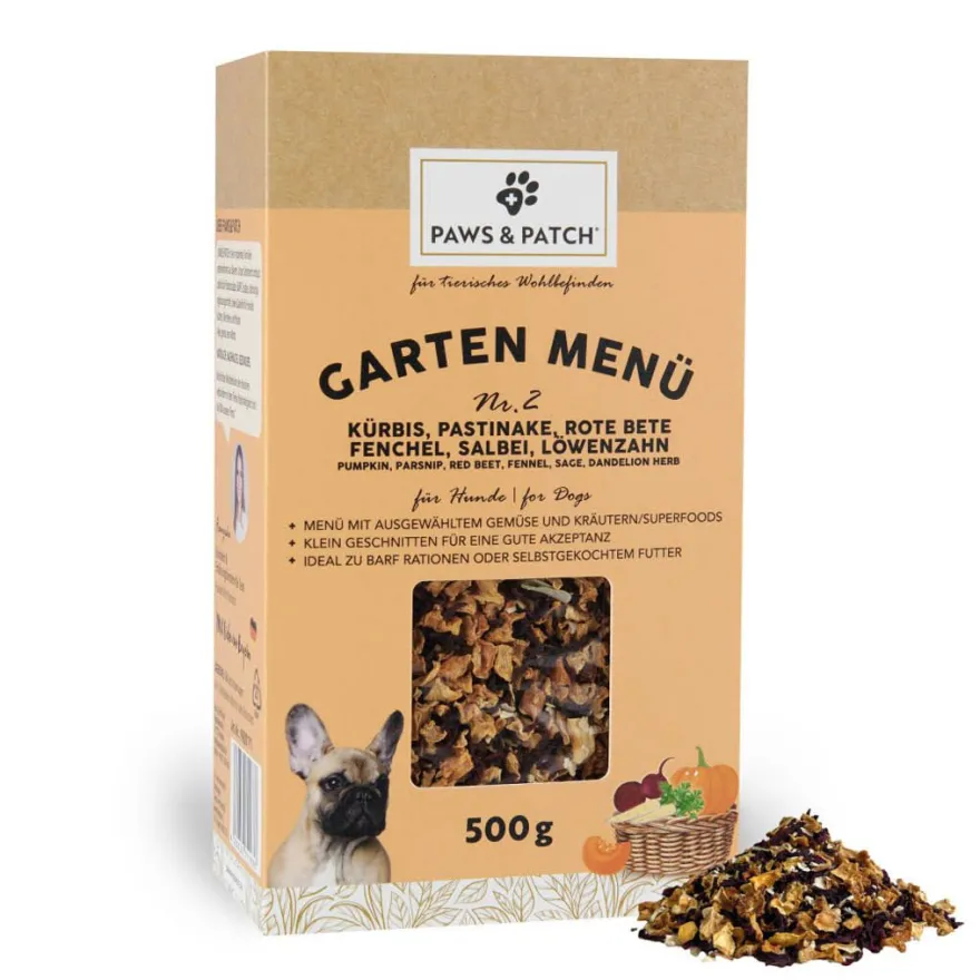 Paws & Patch GARTEN MENÜ Nr. 2 für Hunde - Kürbis, Pastinake, Rote Bete, Fenchel, Salbei, Löwenzahn | 500 g