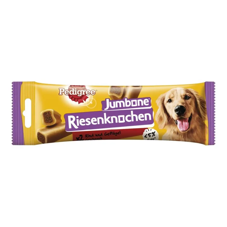 PEDIGREE® JUMBONE™ Riesenknochen Beutel Medium mit Rind und Geflügel Geschmack 2 Stück | 180 g