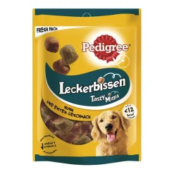 PEDIGREE® Leckerbissen Tasty Minis Portionsbeutel mit Huhn und Enten Geschmack | 130 g