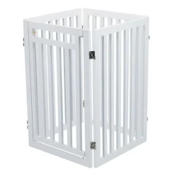 TRIXIE Absperrgitter mit Tür, MDF, 4-teilig,weiß | 60–160 x 81 cm
