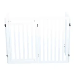 TRIXIE Absperrgitter mit Tür, MDF, 4-teilig,weiß | 60–160 x 81 cm
