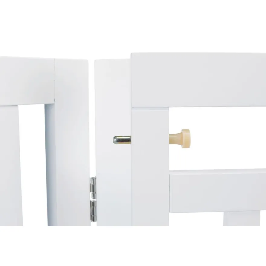 TRIXIE Absperrgitter mit Tür, MDF, 4-teilig,weiß | 60–160 x 81 cm