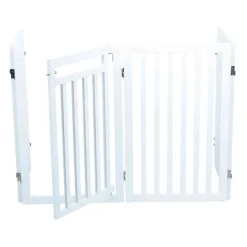 TRIXIE Absperrgitter mit Tür, MDF, 4-teilig,weiß | 60–160 x 81 cm