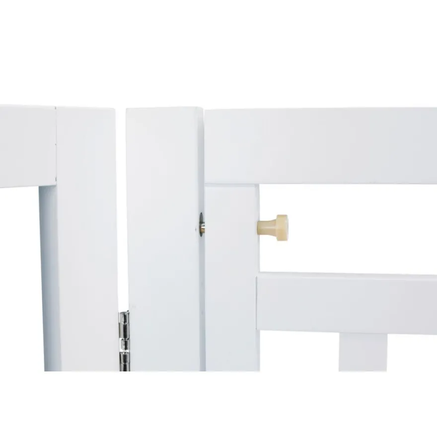 TRIXIE Absperrgitter mit Tür, MDF, 4-teilig,weiß | 60–160 x 81 cm