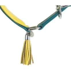 TRIXIE Active Comfort Halsband für Windhunde, Leder, petrol/gelb | S–M: 33–42 cm/60 mm