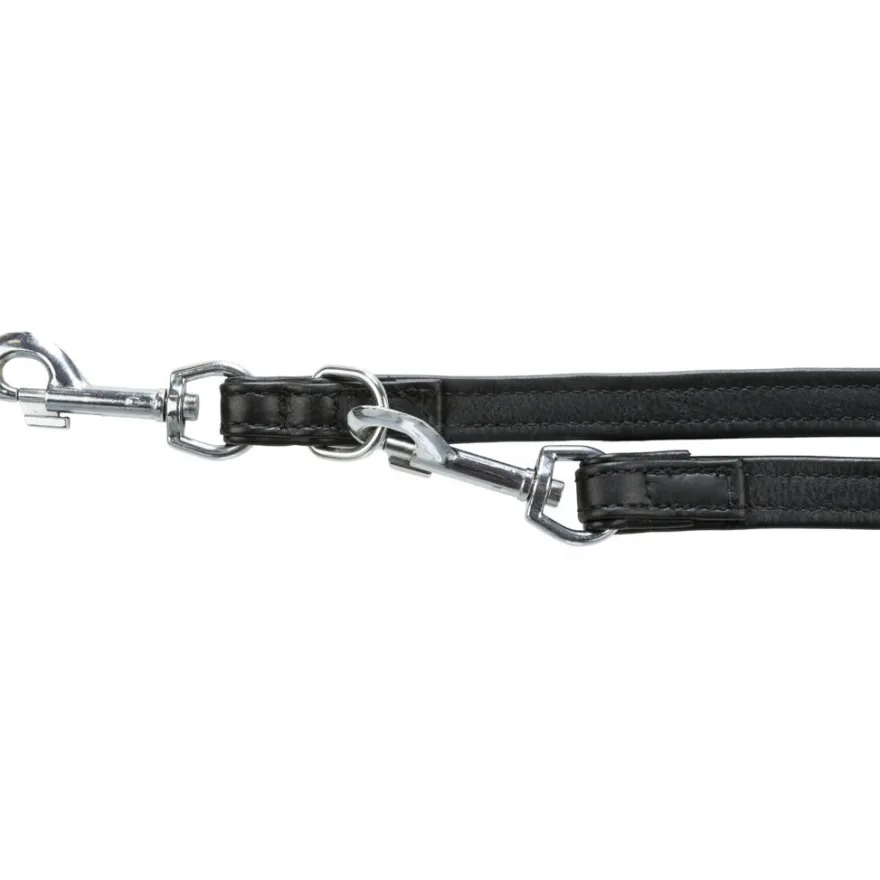 TRIXIE Active Comfort V-Leine, Leder, schwarz | S–M: 2.00 m/20 mm