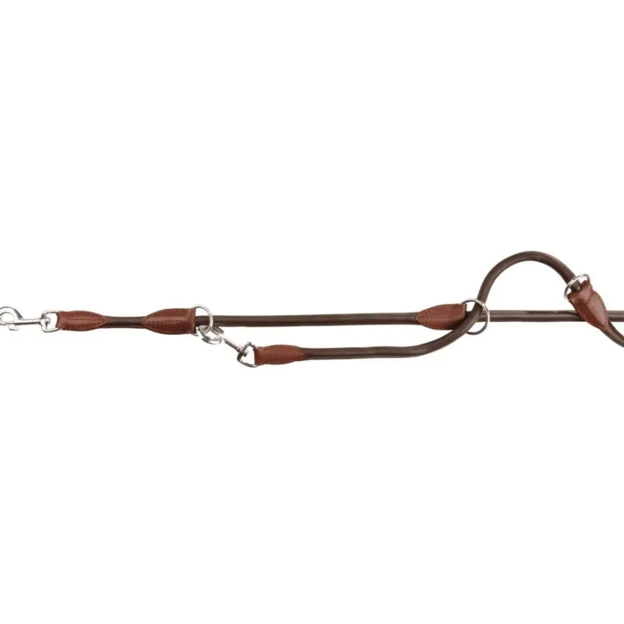 TRIXIE Active V-Leine, rundgenäht, Leder | L–XL: 2.00 m/ø 13 mm