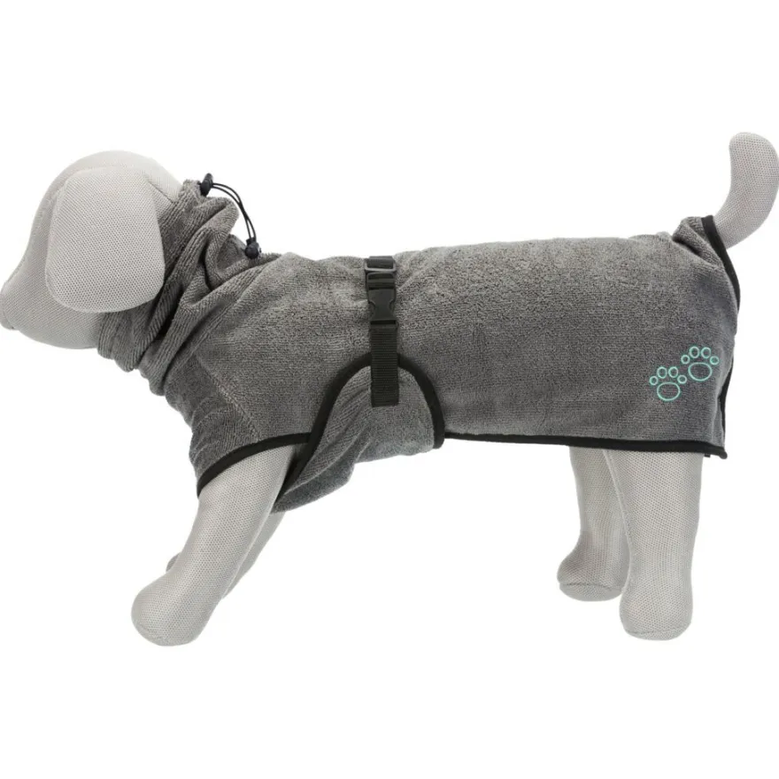 TRIXIE Bademantel für Hunde, Frottee, grau | L: 60 cm