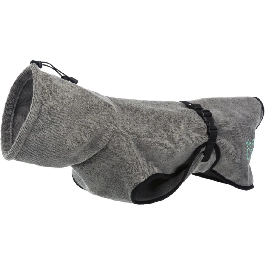 TRIXIE Bademantel für Hunde, Frottee, grau | L: 60 cm