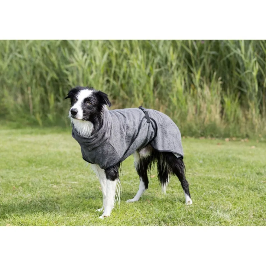 TRIXIE Bademantel für Hunde, Frottee, grau | L: 60 cm