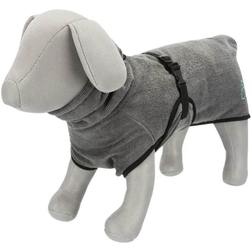 TRIXIE Bademantel für Hunde, Frottee, grau | L: 60 cm