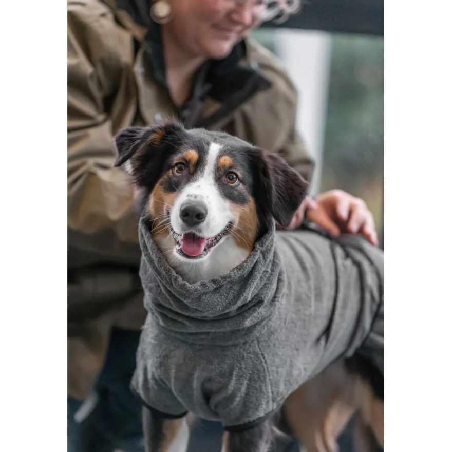 TRIXIE Bademantel für Hunde, Frottee, grau | L: 60 cm