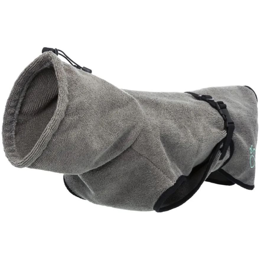 TRIXIE Bademantel für Hunde, Frottee, grau | L: 60 cm