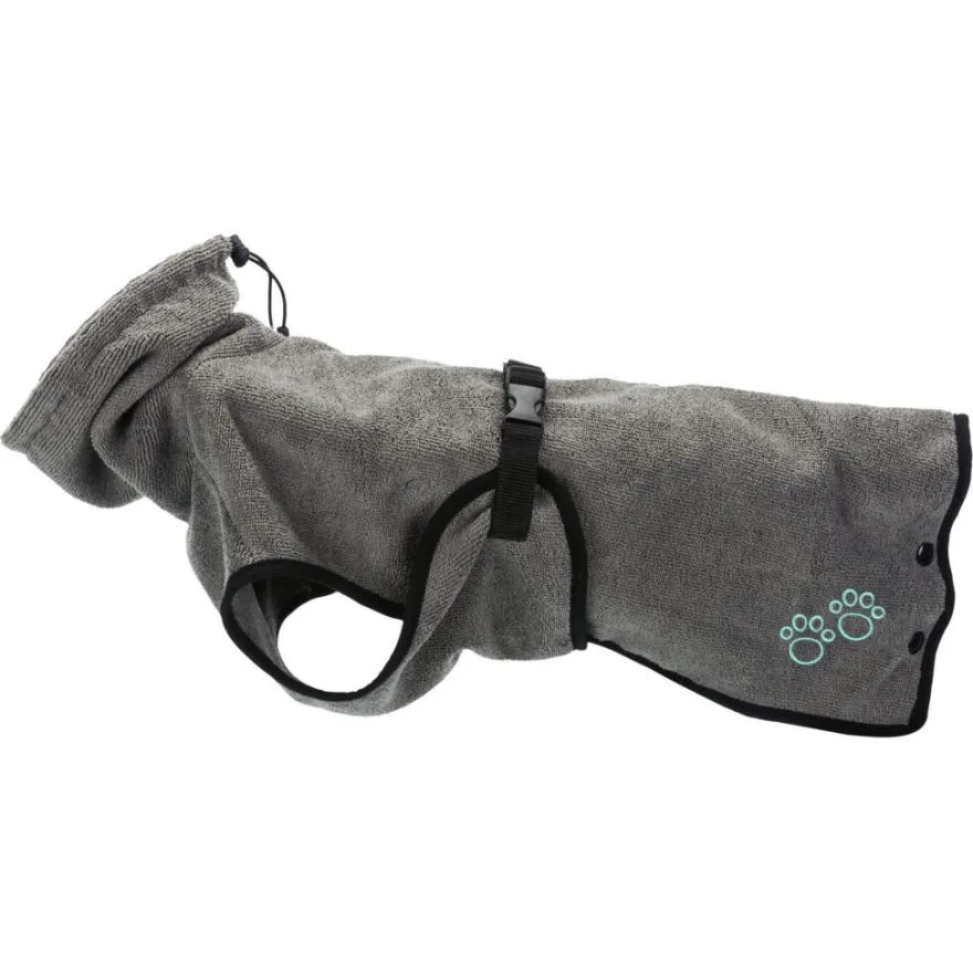TRIXIE Bademantel für Hunde, Frottee, grau | L: 60 cm