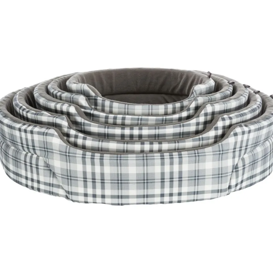 TRIXIE Bett Lucky, oval, grau/weiß | 65 x 55 cm