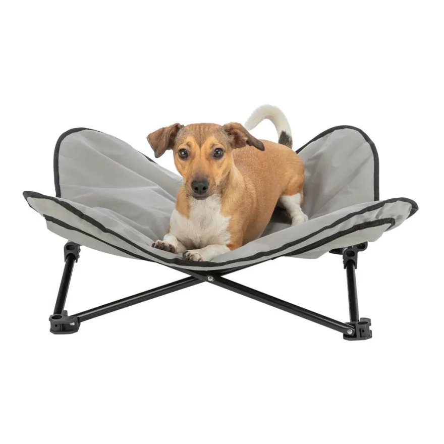 TRIXIE Camping-Bett für Hunde, dunkelgrau/schwarz | 69 x 20 x 69 cm