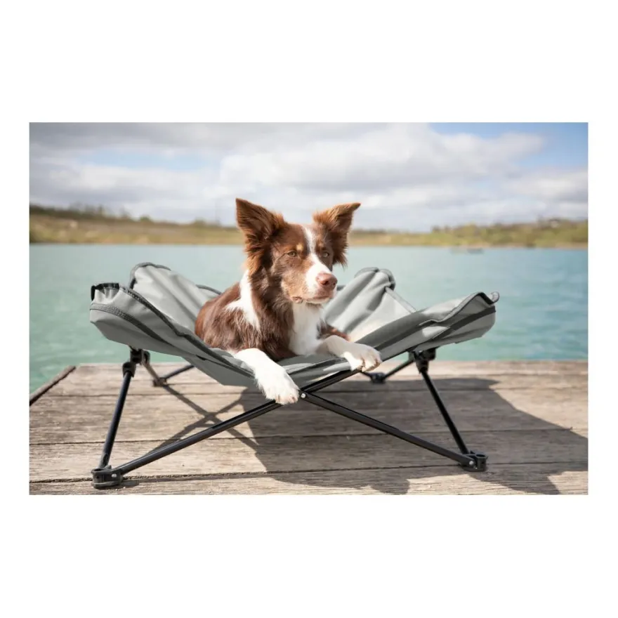 TRIXIE Camping-Bett für Hunde, dunkelgrau/schwarz | 69 x 20 x 69 cm