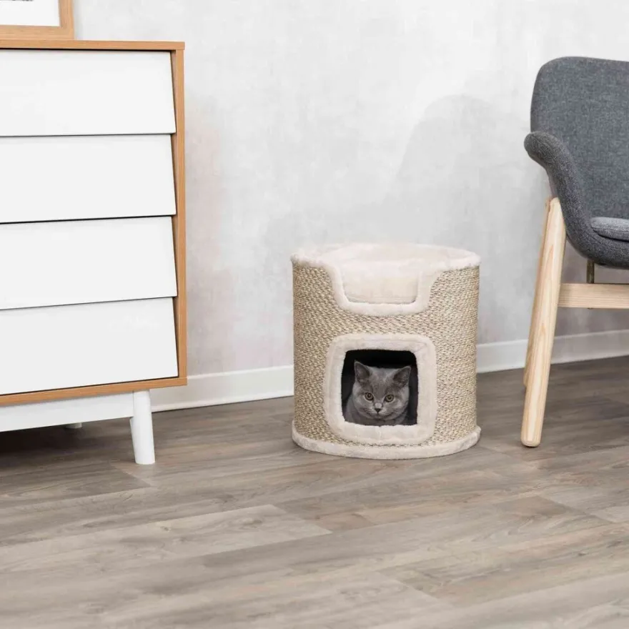 TRIXIE Cat Tower Ria, lichtgrau/natur | 37 cm
