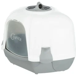 TRIXIE Ecktoilette Maro, mit Haube, hellgrau/granit | 60 x 43 x 52 cm