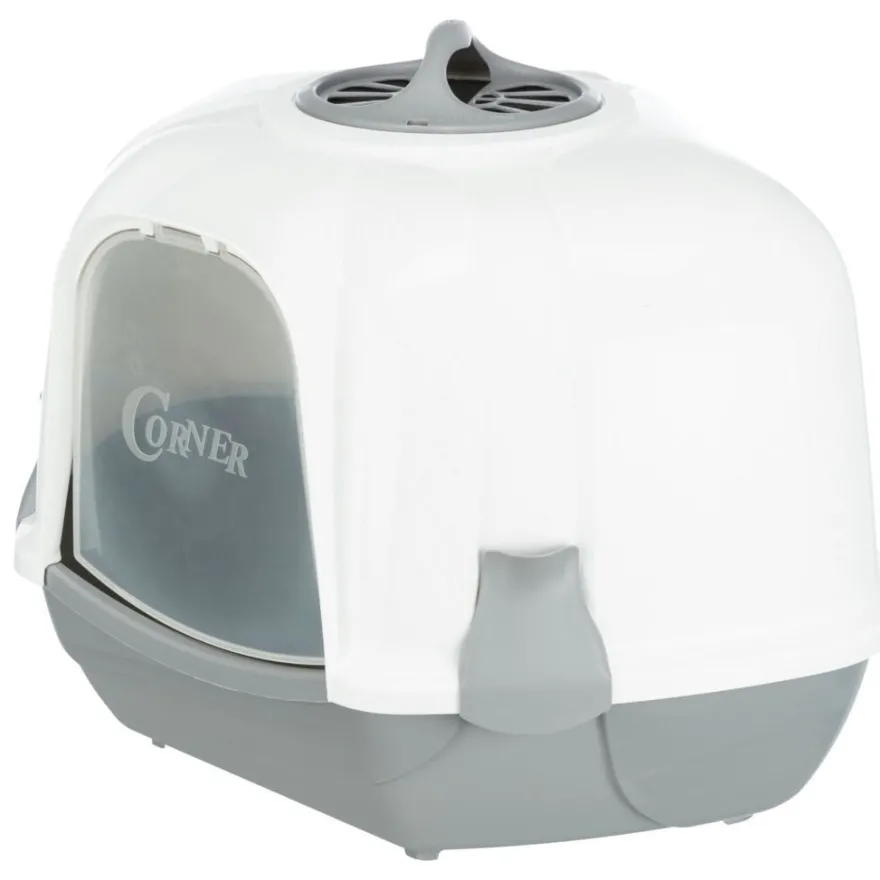 TRIXIE Ecktoilette Maro, mit Haube, hellgrau/granit | 60 x 43 x 52 cm