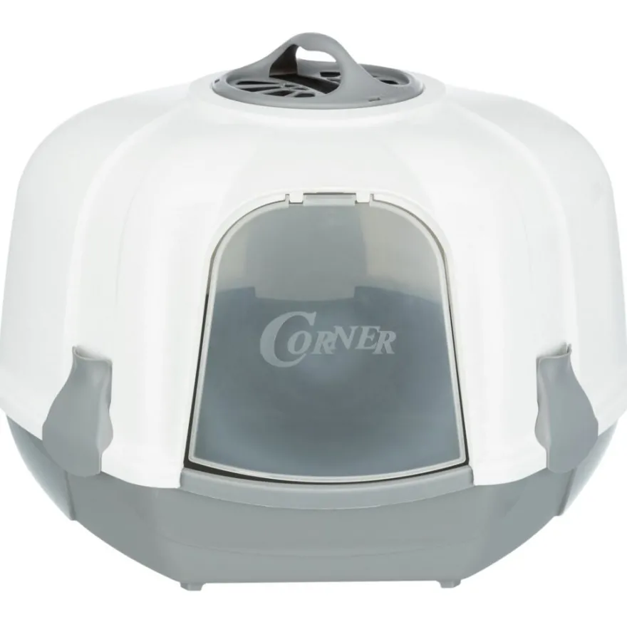 TRIXIE Ecktoilette Maro, mit Haube, hellgrau/granit | 60 x 43 x 52 cm