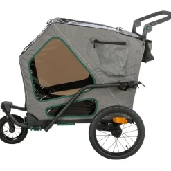TRIXIE Fahrrad-Anhänger, grau/salbei | M: 50 x 72 x 87/138 cm