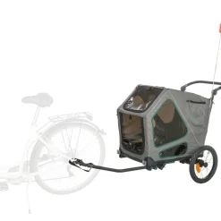 TRIXIE Fahrrad-Anhänger, grau/salbei | M: 50 x 72 x 87/138 cm