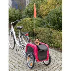 TRIXIE Fahrrad-Anhänger, schwarz/rot | S: 53 x 60 x 60/117 cm