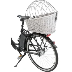 TRIXIE Fahrradkorb m. Gitter f. Gepäckträger,Weide/Metall, grau | 35 x 49 x 55 cm