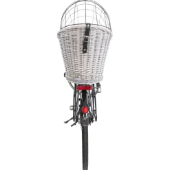 TRIXIE Fahrradkorb m. Gitter f. Gepäckträger,Weide/Metall, grau | 35 x 49 x 55 cm