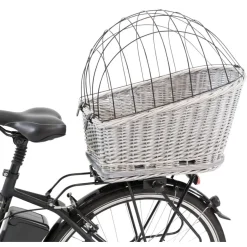 TRIXIE Fahrradkorb m. Gitter f. Gepäckträger,Weide/Metall, grau | 35 x 49 x 55 cm
