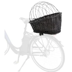 TRIXIE Fahrradkorb m. Gitter f. Gepäckträger,Weide/Metall, schwarz | 35 x 49 x 55 cm