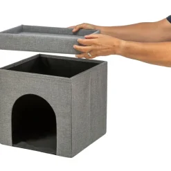 TRIXIE Faltbare Höhle Kimy für Katzen und kleine Hunde, hellgrau | 76 × 72 × 37 cm