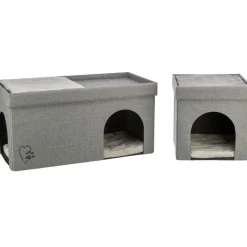 TRIXIE Faltbare Höhle Kimy für Katzen und kleine Hunde, hellgrau | 76 × 72 × 37 cm