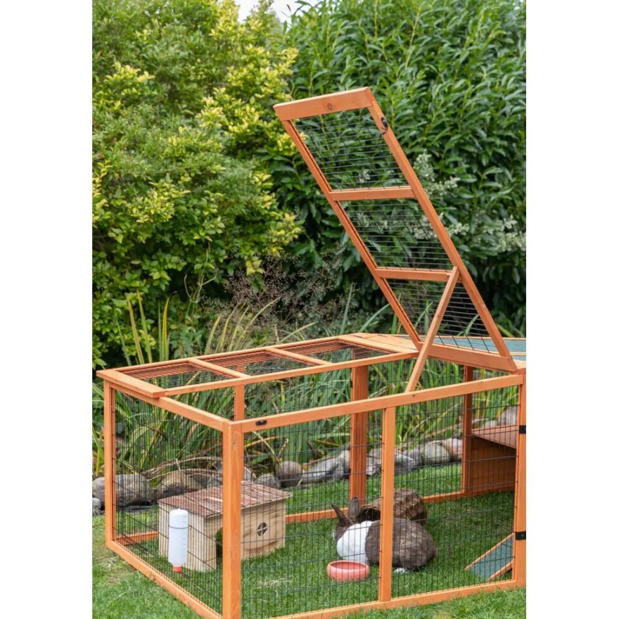 TRIXIE Freilaufgehege XL mit Abdeckung, braun | 233 × 79 × 116 cm