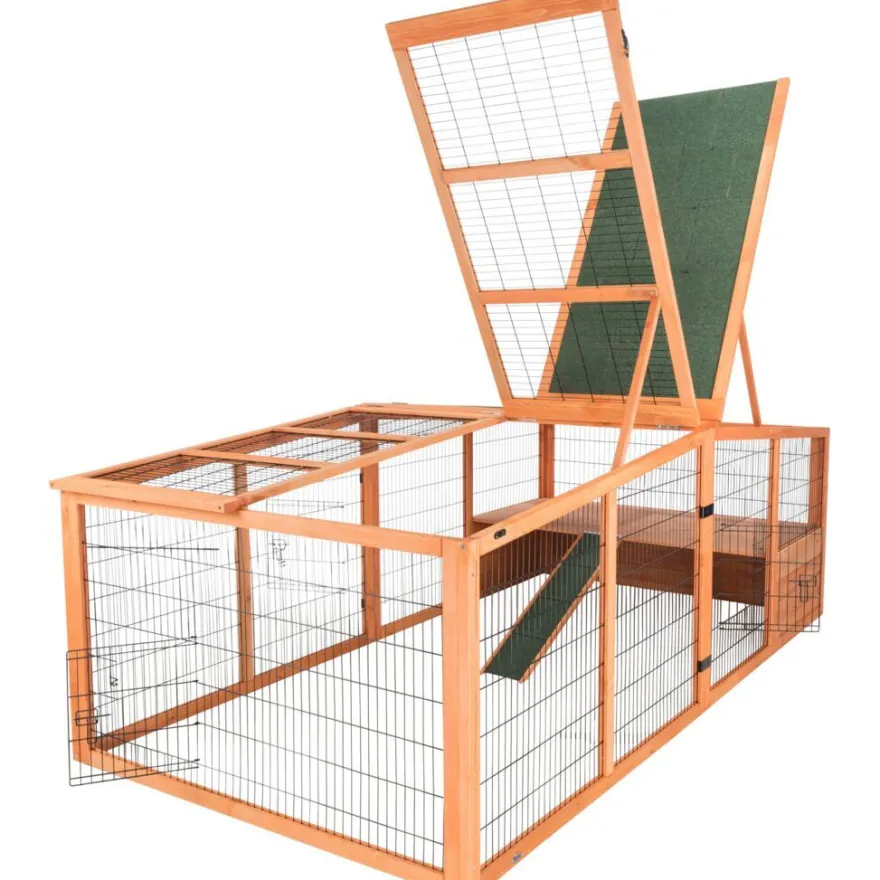 TRIXIE Freilaufgehege XL mit Abdeckung, braun | 233 × 79 × 116 cm
