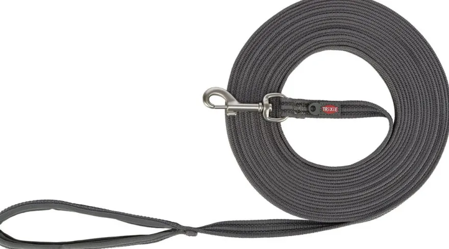 TRIXIE Fusion Schleppleine, gummiert, grafit, 10m | M–XL: 10 m/17 mm