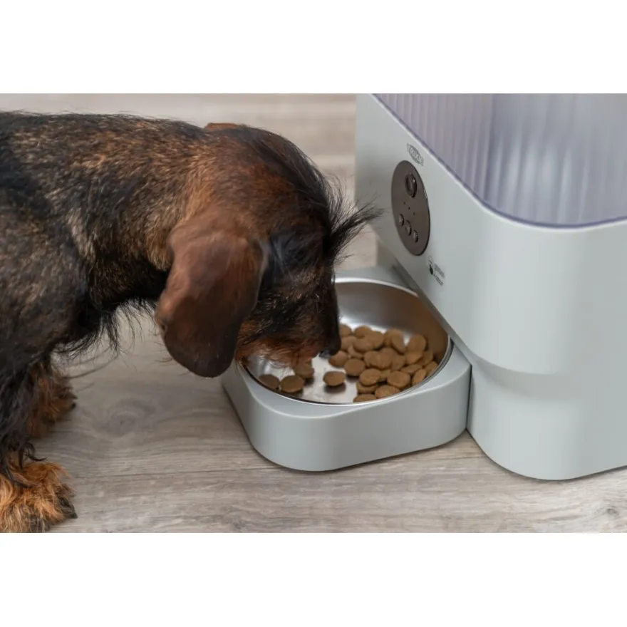 TRIXIE Futterautomat TX-C Smart 5.0L, hellgrau | 5 l/28 × 30 × 17 cm